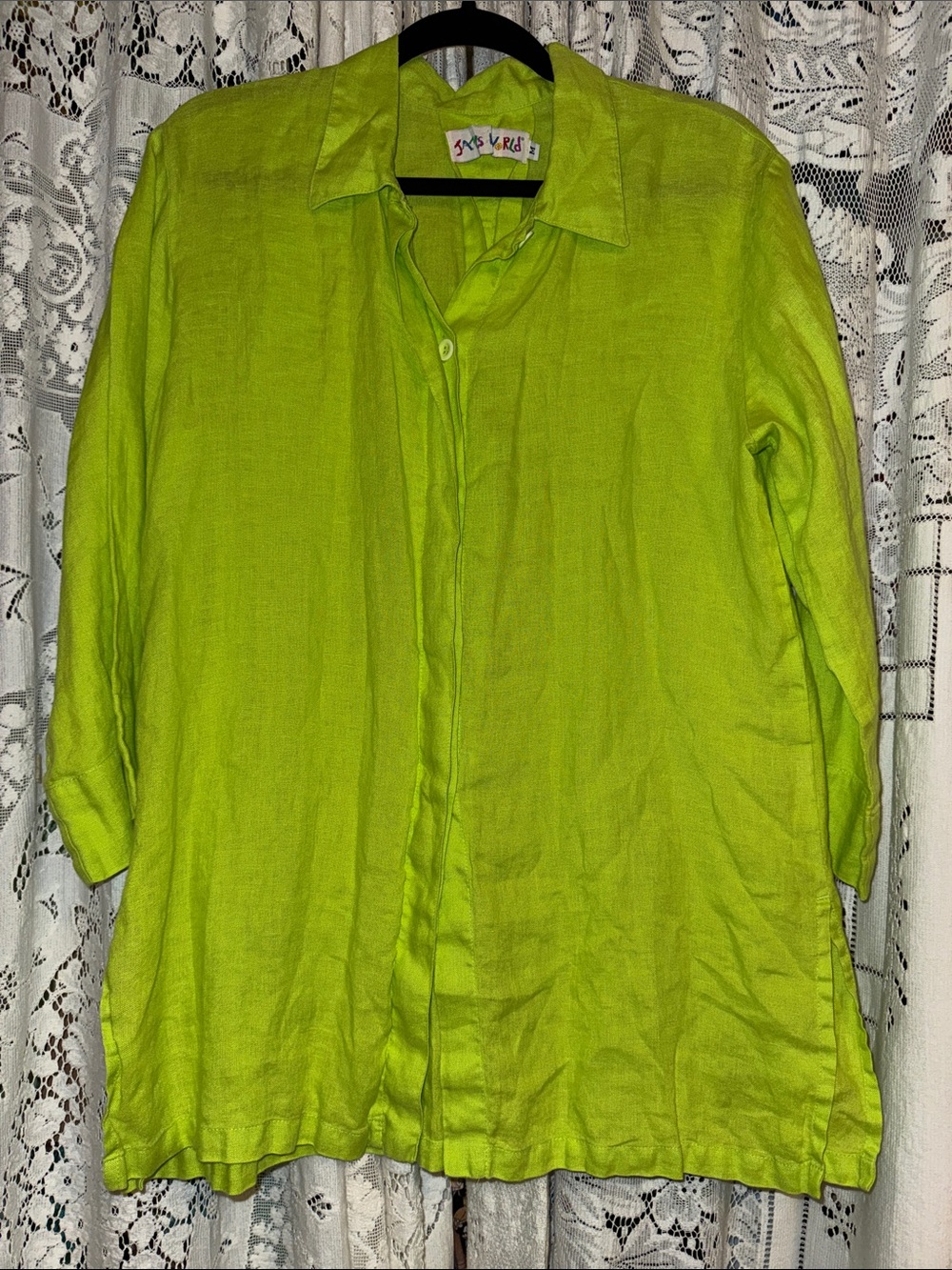 Jams World Lime Green Button-Front Women's Shirt